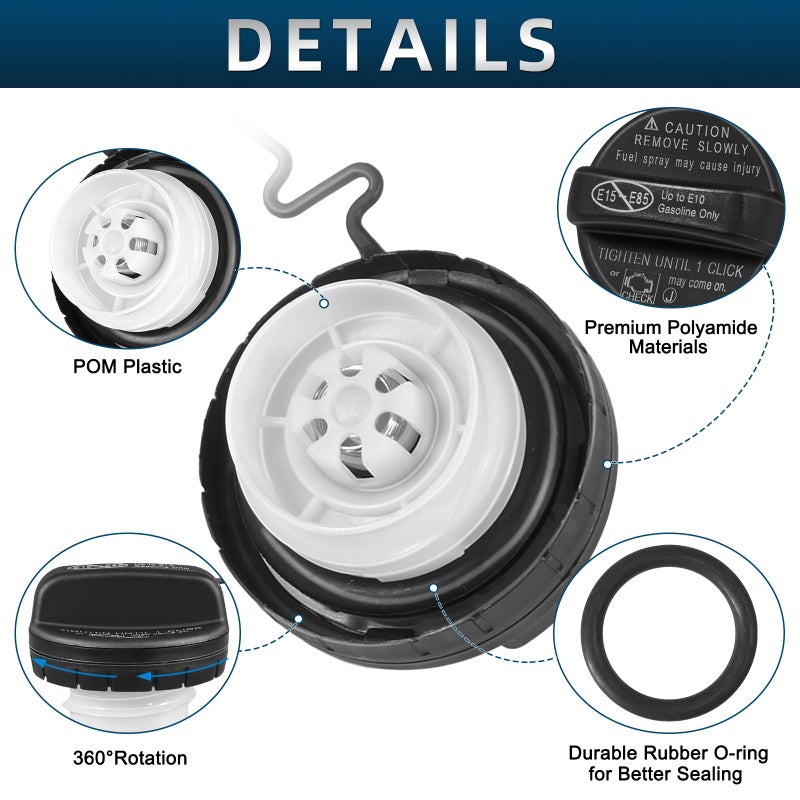 AUTOBABA غطاء خزان الوقود غطاء غاز متوافق مع Camry 4Runner Avalon Corolla Highlander Sienna Tacoma Tundra FJ Land Cruiser Matrix Rav4 Sequoia Yaris ES GS IS GX LX RX استبدال # 77300-06040 - Image 4